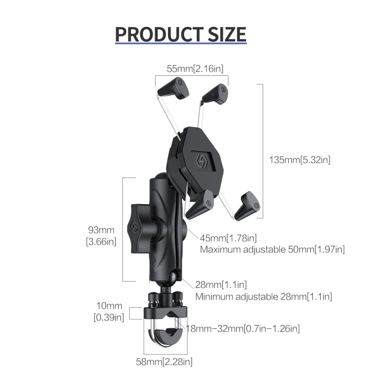 ZH-1558A1 Motorcycle Handlebar X-shape Aluminum Alloy Phone Holder - Holder by buy2fix | Online Shopping UK | buy2fix