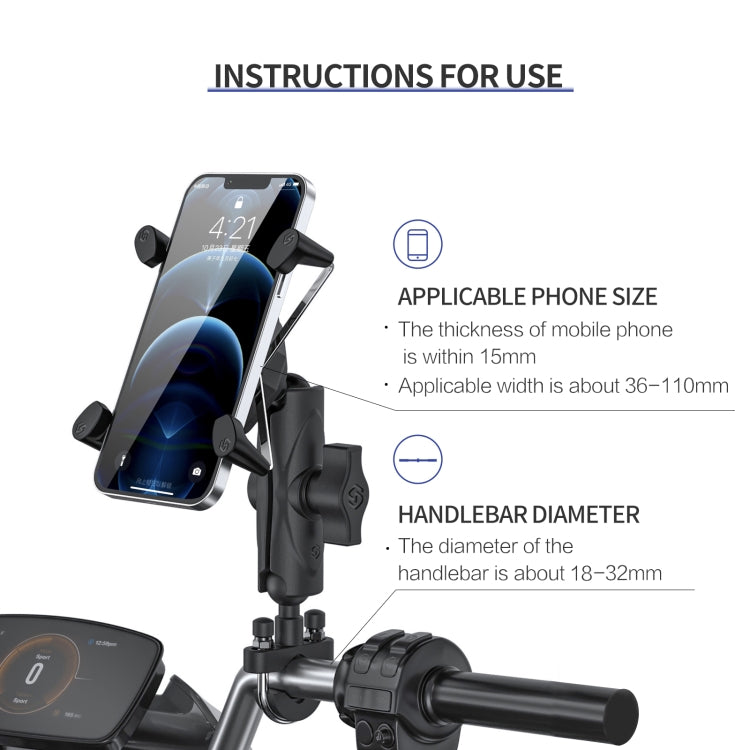 ZH-1558A1 Motorcycle Handlebar X-shape Aluminum Alloy Phone Holder - Holder by buy2fix | Online Shopping UK | buy2fix