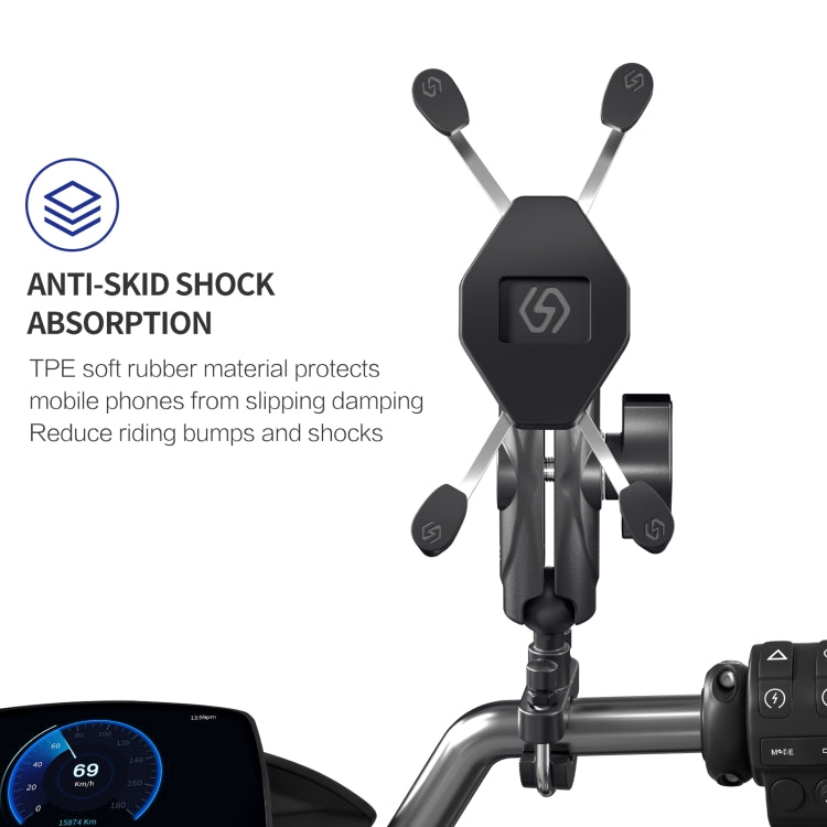 ZH-1558A1 Motorcycle Handlebar X-shape Aluminum Alloy Phone Holder - Holder by buy2fix | Online Shopping UK | buy2fix