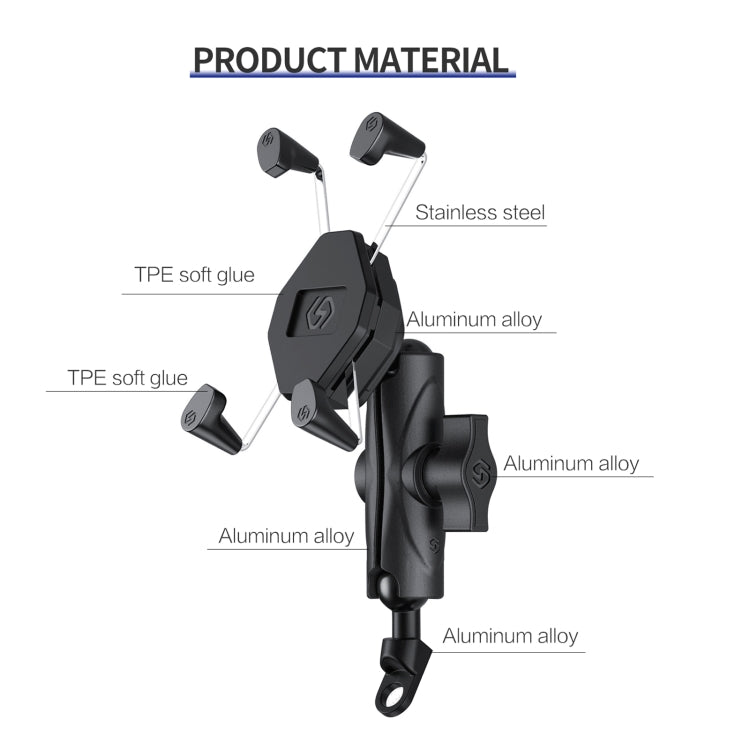 ZH-1558B1 Motorcycle Rear Mirror X-shape Aluminum Alloy Phone Holder - Holder by buy2fix | Online Shopping UK | buy2fix