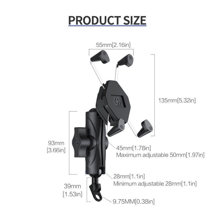 ZH-1558B1 Motorcycle Rear Mirror X-shape Aluminum Alloy Phone Holder - Holder by buy2fix | Online Shopping UK | buy2fix