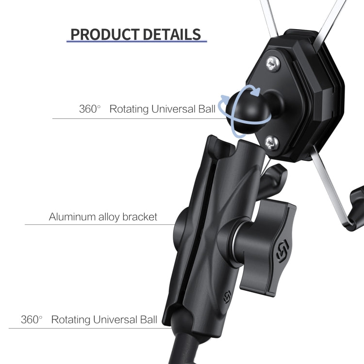 ZH-1558B1 Motorcycle Rear Mirror X-shape Aluminum Alloy Phone Holder - Holder by buy2fix | Online Shopping UK | buy2fix