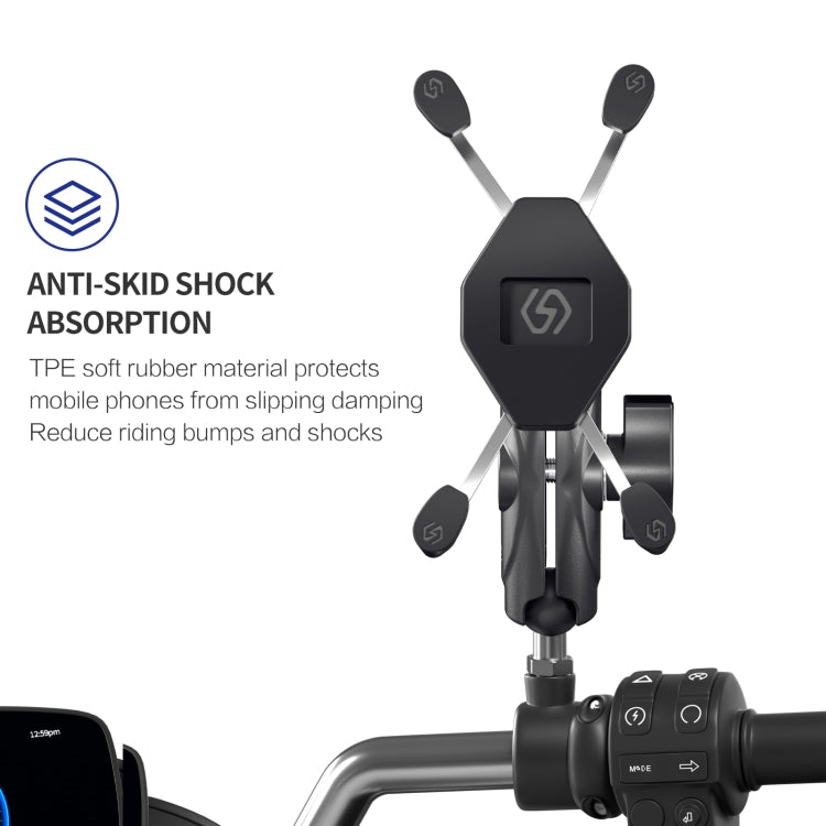 ZH-1558D1 Motorcycle M10 Ball Joint X-shape Aluminum Alloy Phone Holder - Holder by buy2fix | Online Shopping UK | buy2fix