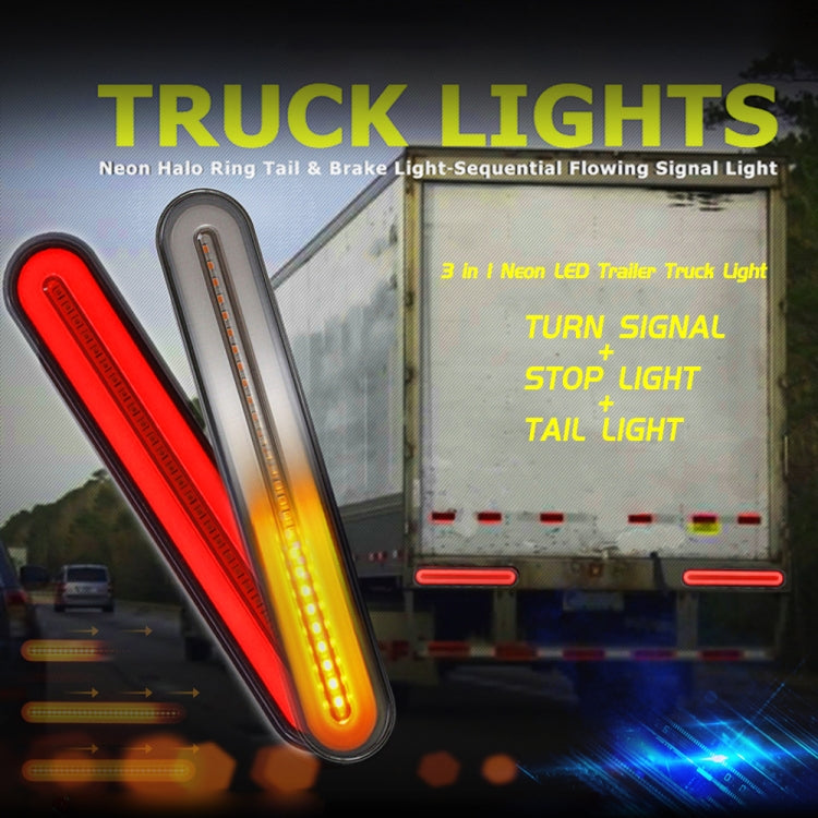 2 PCS Heavy-duty Truck Trailer 100LED Light Guide Two-color Brake Light - Brake Lights by buy2fix | Online Shopping UK | buy2fix