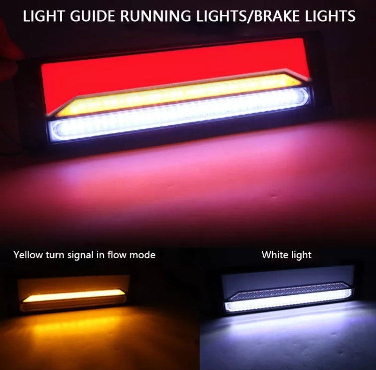 2 PCS Heavy-duty Truck Trailer 147LED Light Guide Three-color Brake Light (Transparent Black) - Brake Lights by buy2fix | Online Shopping UK | buy2fix