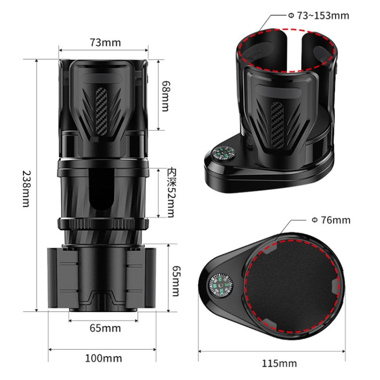 Car Multifunctional Retractable Rotating Water Cup Holder with Compass - Car Drink Holders by buy2fix | Online Shopping UK | buy2fix