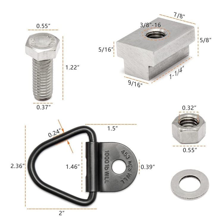 Bed Deck Rails Cleat T Slot Nuts Fits Screws with 3/8 inch-16 Thread for Toyota Tacoma / Tundra - Towing Bars by buy2fix | Online Shopping UK | buy2fix