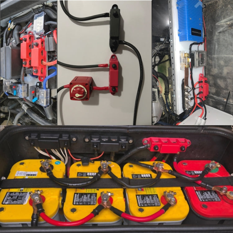 1 Pair 48V 150A M6 Power Distribution Terminal Block Battery Bus Bar Set with Terminal Block by buy2fix