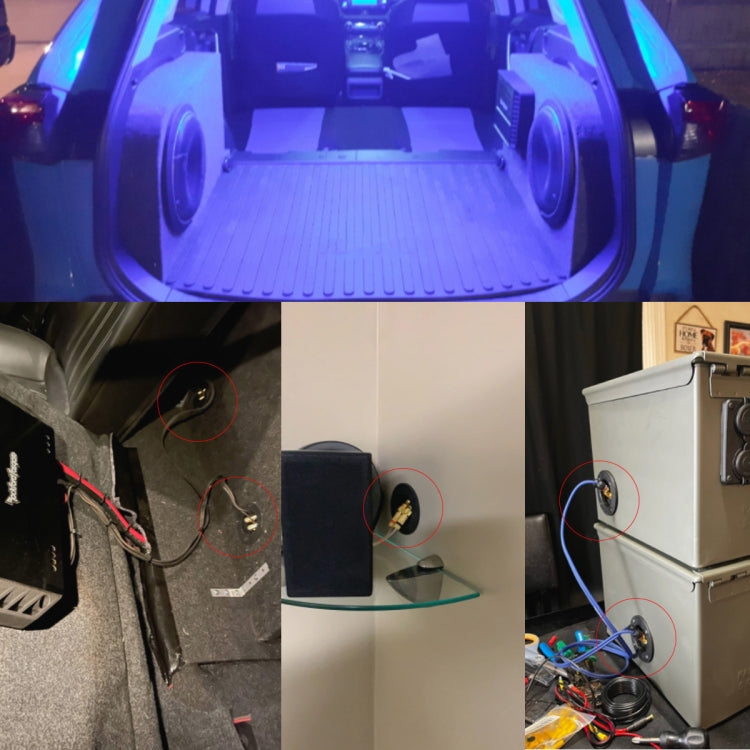 2 in 1 / Set Car Double Binding Round Gold Plate Push Spring Loaded Jacks Speaker Box by buy2fix