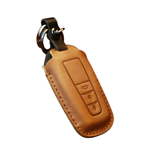 For Toyota Car Cowhide Leather Key Protective Cover Key Case, Three Keys Version (Brown) by buy2fix