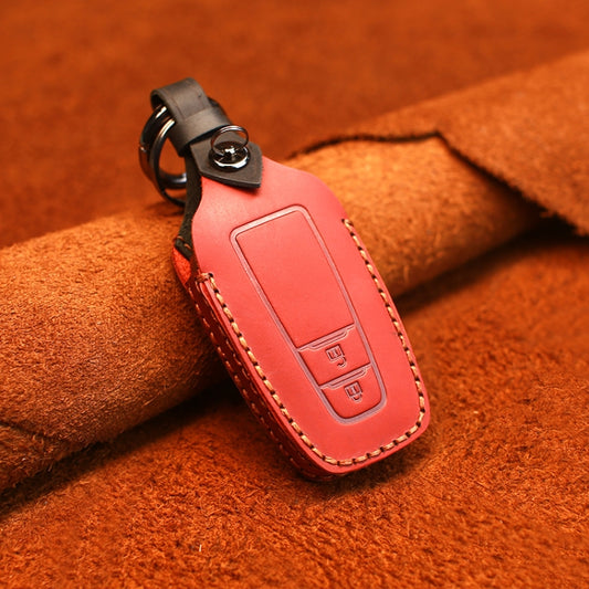 For Toyota Car Cowhide Leather Key Protective Cover Key Case, Two Keys Version (Red) by buy2fix