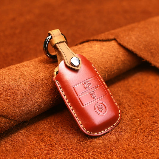 For Kia Old Style Car Cowhide Leather Key Protective Cover Key Case (Red) by buy2fix