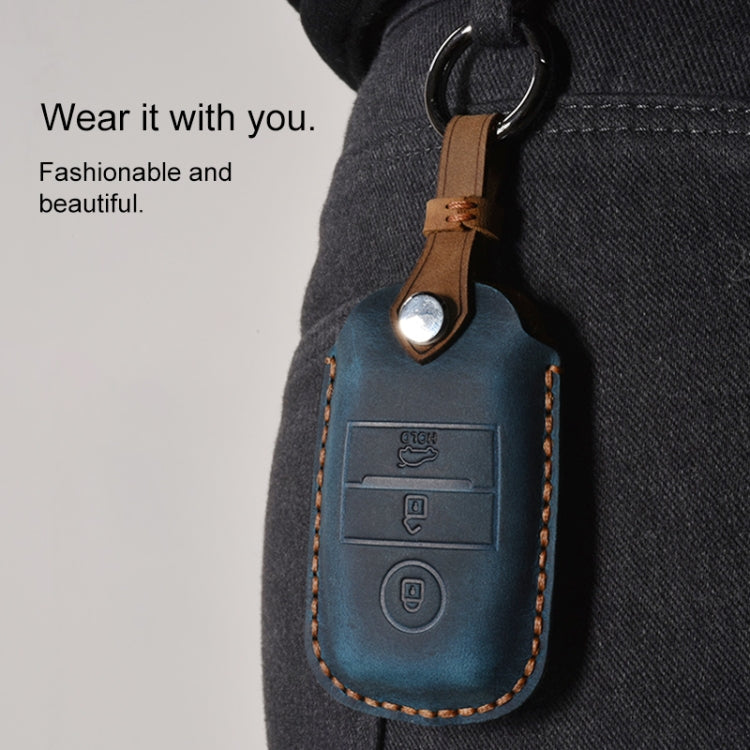 For Kia Old Style Car Cowhide Leather Key Protective Cover Key Case (Brown) by buy2fix