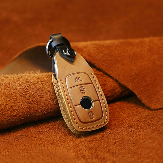 For Mercedes-Benz New Style Car Cowhide Leather Key Protective Cover Key Case (Brown) by buy2fix