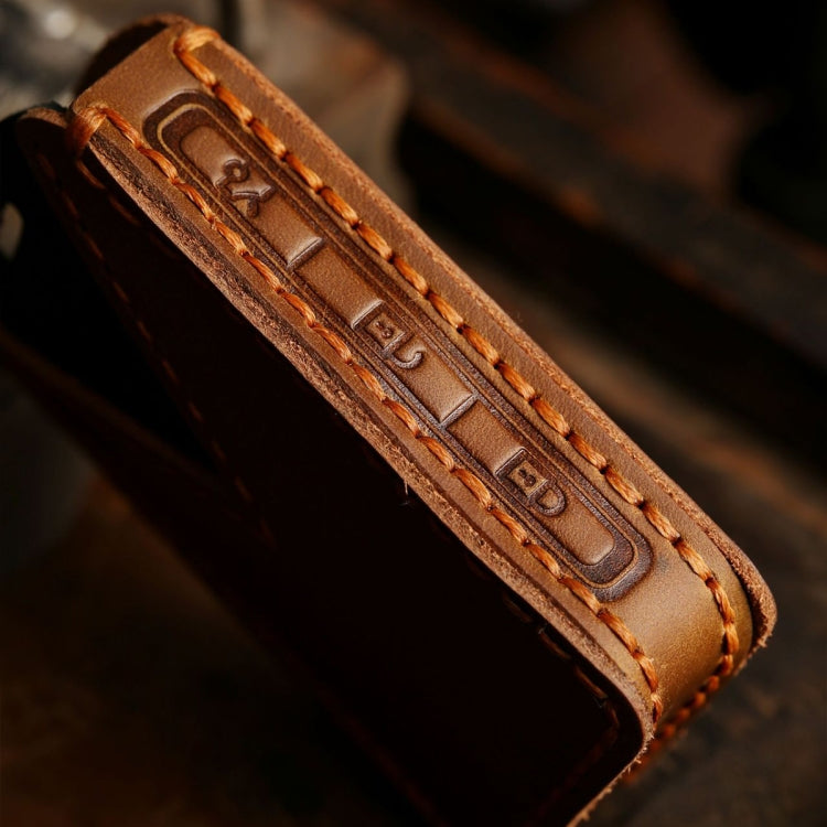 For Volvo Car Cowhide Leather Key Protective Cover Key Case (Brown) by buy2fix