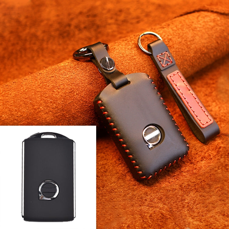 For Volvo Single Slit Style Car Cowhide Leather Key Protective Cover Key Case (Black) - Car Key Cases by buy2fix | Online Shopping UK | buy2fix