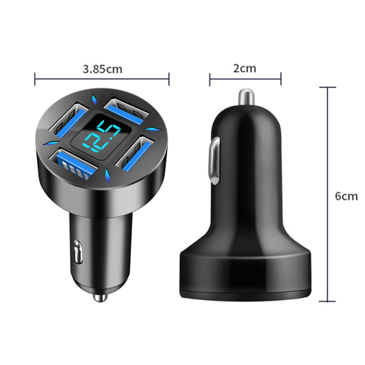 2pcs 4 in 1 USB 4.8A Digital Display Car Charger - Car Charger by buy2fix | Online Shopping UK | buy2fix