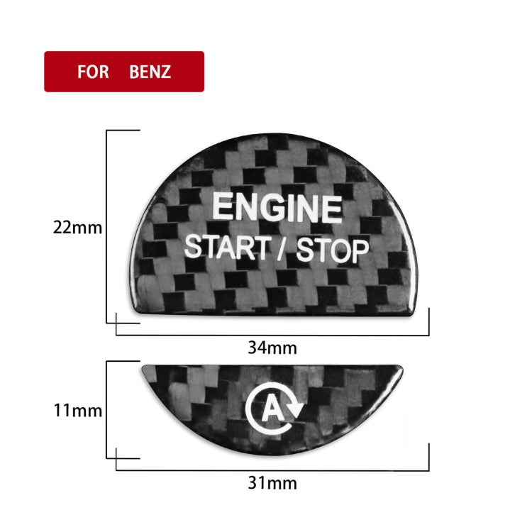 For Mercedes-Benz C/S Class 2022 Style Car Carbon Fiber One-click Start Button Decorative Sticker,Left and Right Drive Universal (Black) - Car Interior Mouldings by buy2fix | Online Shopping UK | buy2fix