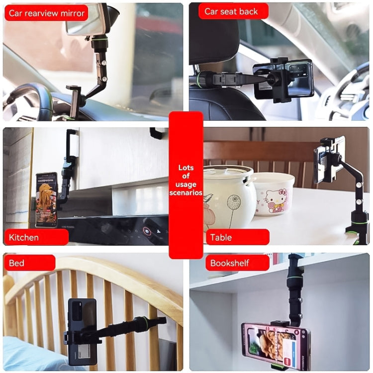 1st Generation Multifunctional Car Rearview Mirror Rear Seat Mobile Phone Holder (Green) by buy2fix