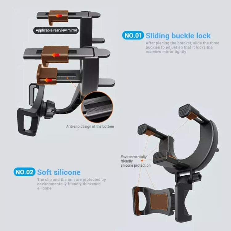 Car Rearview Mirror Phone Holder Universal Navigation Bracket - Universal Car Holders by buy2fix | Online Shopping UK | buy2fix