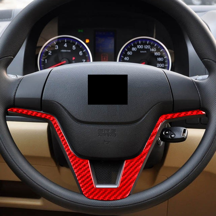 For Honda CRV 2007-2011 Carbon Fiber Car Steering Wheel Decorative Sticker, Left Drive (Red) by buy2fix
