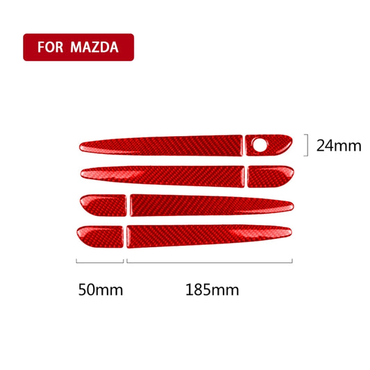 Car Carbon Fiber without Hole Outside Door Handle Decorative Sticker for Mazda CX-5 2017-2018, Left Drive (Red) by buy2fix