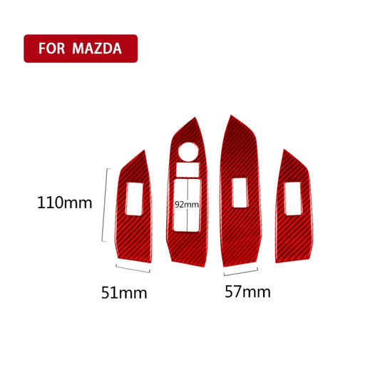 Car Carbon Fiber Window Glass Lift Panel Decorative Sticker for Mazda CX-5 2017-2018, Right Drive (Red) by buy2fix