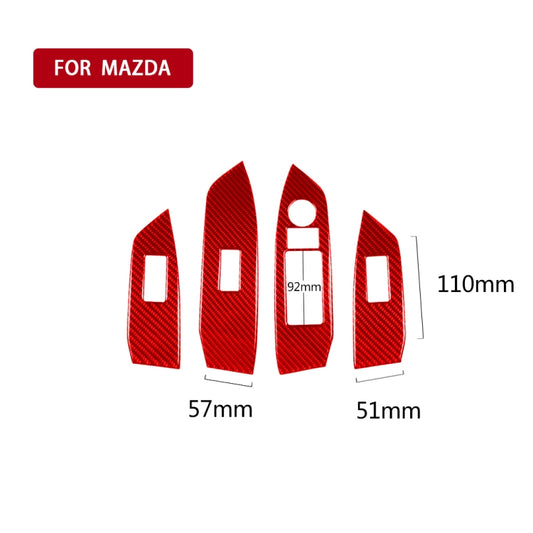 Car Carbon Fiber Window Glass Lift Panel Decorative Sticker for Mazda CX-5 2017-2018, Left Drive (Red) by buy2fix