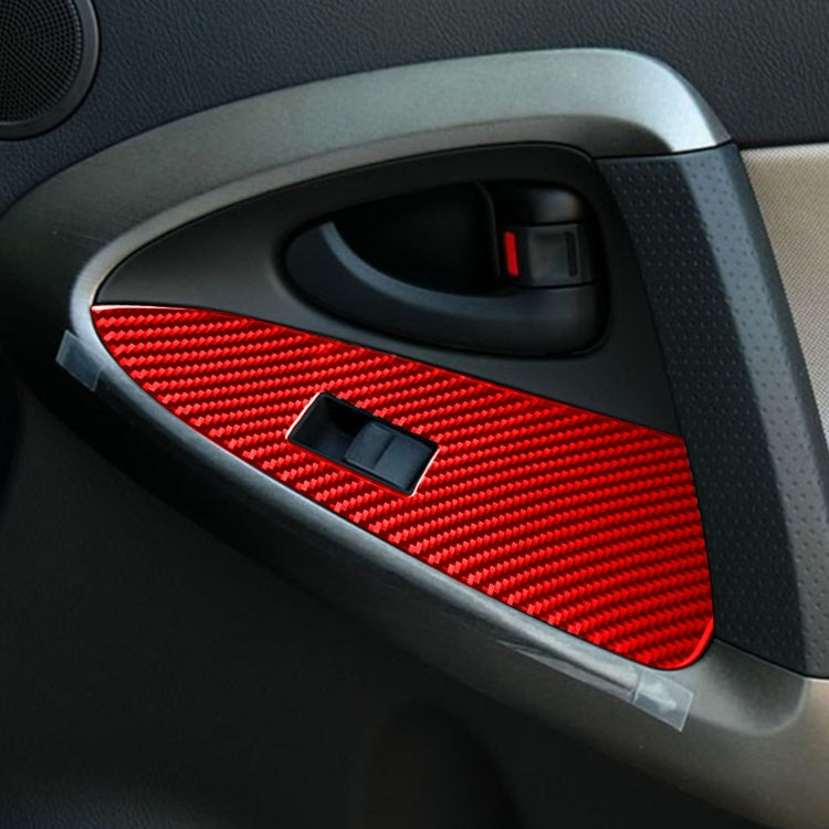 Car Carbon Fiber Window Glass Lift Panel Decorative Sticker for Toyota RAV4 2006-2013, Left Drive (Red) - Car Interior Mouldings by buy2fix | Online Shopping UK | buy2fix