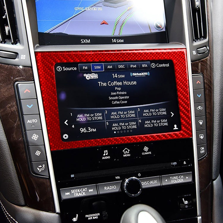 Car Carbon Fiber Navigation Frame Decorative Sticker for Infiniti Q50 2014-2020, Left and Right Drive(Red) - Car Interior Mouldings by buy2fix | Online Shopping UK | buy2fix