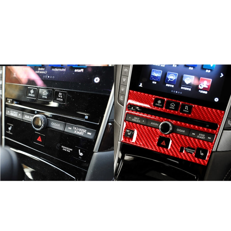 Car Carbon Fiber A Style CD Console Panel Decorative Sticker for Infiniti Q50 2014-2020, Right Drive(Red) - Car Interior Mouldings by buy2fix | Online Shopping UK | buy2fix