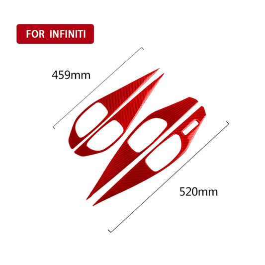 Car Carbon Fiber B Style Door Handle Panel Decorative Sticker for Infiniti Q50 2014-2020, Left Drive(Red) by buy2fix