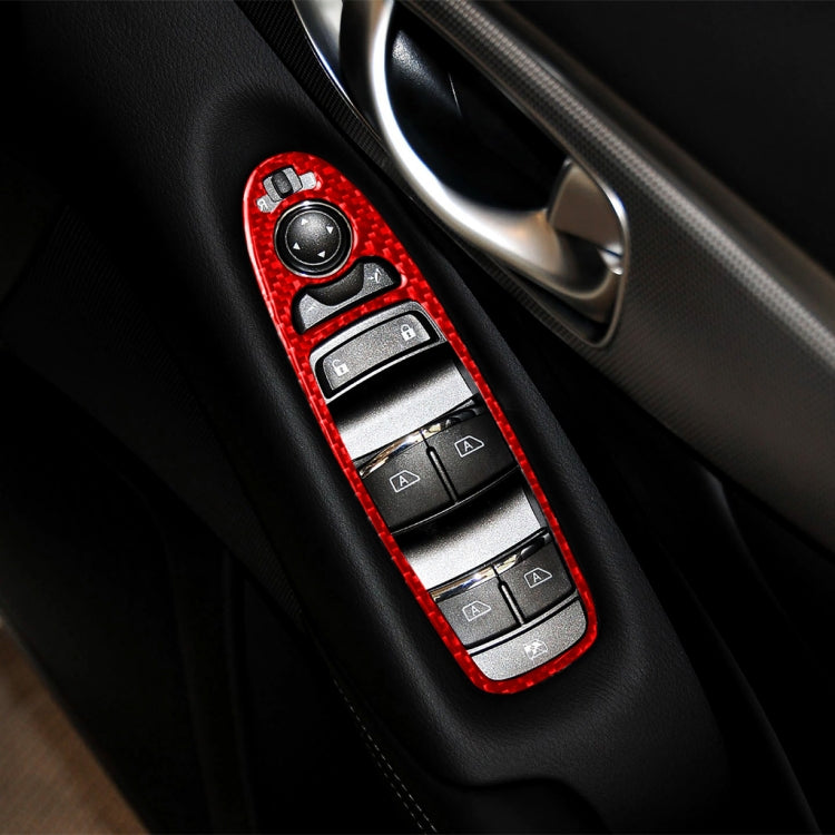Car Carbon Fiber Window Glass Lift Panel Decorative Sticker for Infiniti Q60, Right Drive(Red) - Car Interior Mouldings by buy2fix | Online Shopping UK | buy2fix
