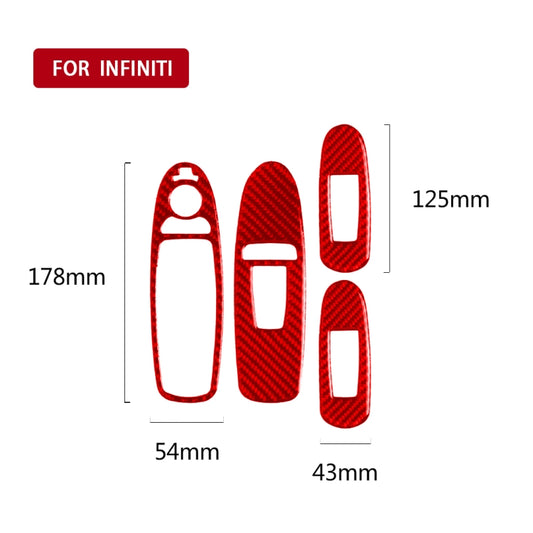 Car Carbon Fiber A Style Window Glass Lift Panel Decorative Sticker for Infiniti Q50 2014-2020, Left Drive (Red) by buy2fix