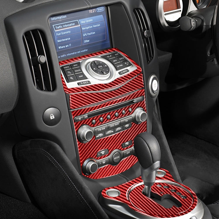 10 in 1 Car Carbon Fiber Central Control Gear Multimedia Decorative Sticker for Nissan 370Z / Z34 2009-, Right Drive (Red) - Car Interior Mouldings by buy2fix | Online Shopping UK | buy2fix