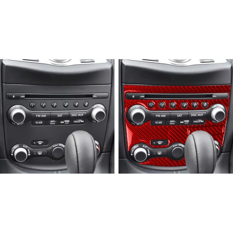3 in 1 Car Carbon Fiber Air Conditioning Adjustment Panel Decorative Sticker for Nissan 370Z / Z34 2009-, Left and Right Drive Universal (Red) by buy2fix