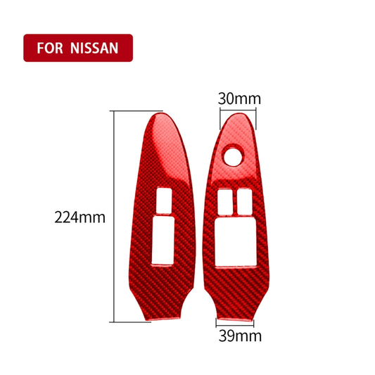 2 in 1 Car Carbon Fiber Window Lift Panel Decorative Sticker for Nissan 370Z / Z34 2009-, Right Drive Low-configured (Red) by buy2fix