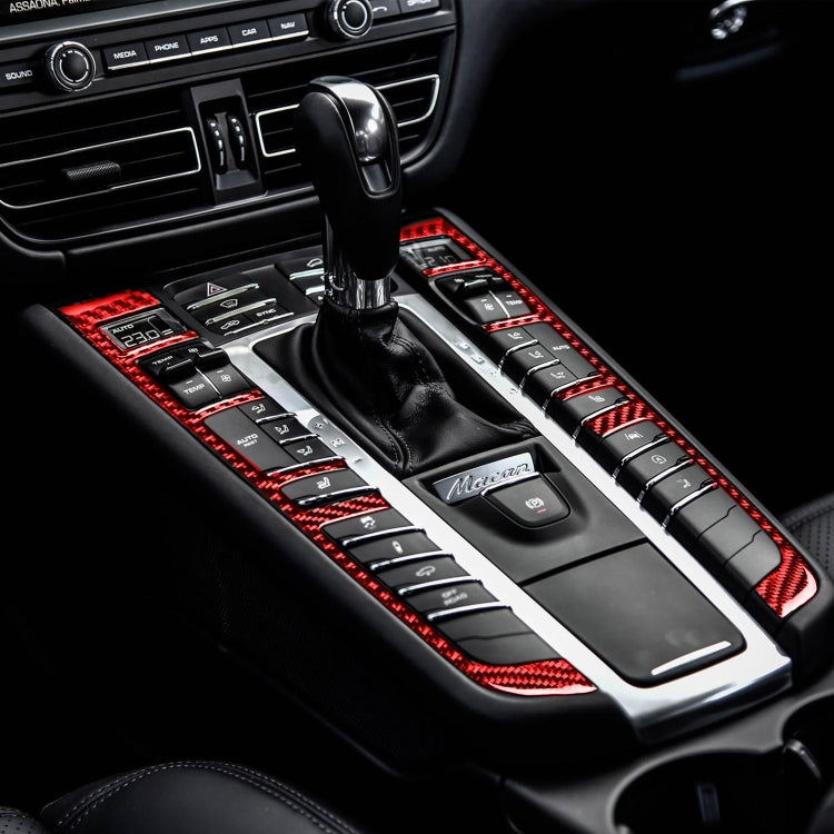 Car Carbon Fiber Gear Button Frame Decorative Sticker for Porsche Macan 2014-2021, Left and Right Drive Universal (Red) by buy2fix