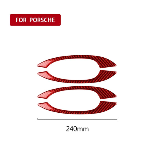 Car Carbon Fiber Outside Door Handle Decorative Sticker for Porsche Macan 2014-2021, Left and Right Drive Universal (Red) by buy2fix