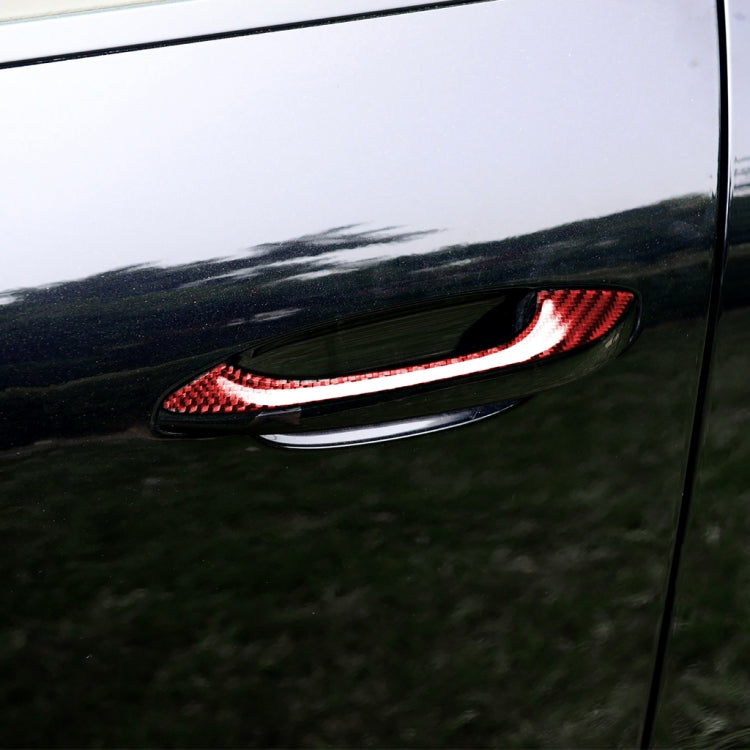 Car Carbon Fiber Outside Door Handle Decorative Sticker for Porsche Macan 2014-2021, Left and Right Drive Universal (Red) by buy2fix