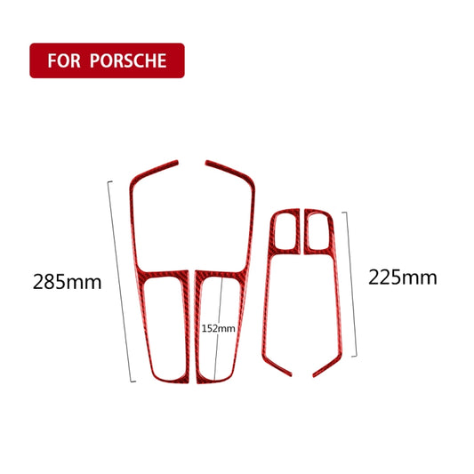 Car Carbon Fiber Window Buttons Panel Decorative Sticker for Porsche Macan 2014-2021, Left and Right Drive Universal (Red) by buy2fix