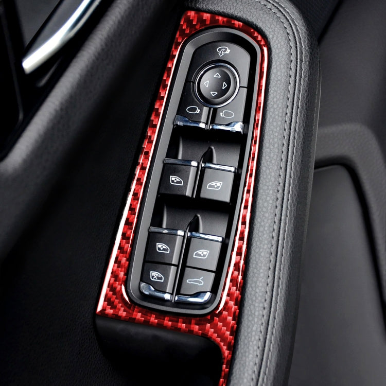 Car Carbon Fiber Window Buttons Panel Decorative Sticker for Porsche Macan 2014-2021, Left and Right Drive Universal (Red) by buy2fix