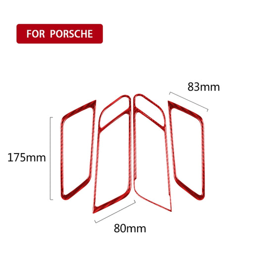 Car Carbon Fiber Door Handle Frame Panel Decorative Sticker for Porsche Macan 2014-2021, Left and Right Drive Universal (Red) by buy2fix