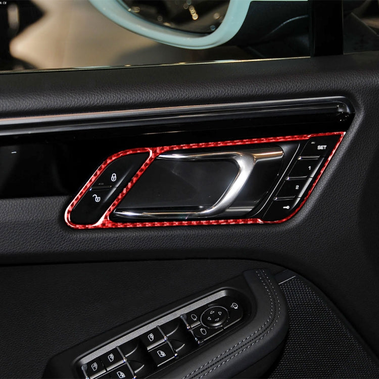 Car Carbon Fiber Door Handle Frame Panel Decorative Sticker for Porsche Macan 2014-2021, Left and Right Drive Universal (Red) by buy2fix