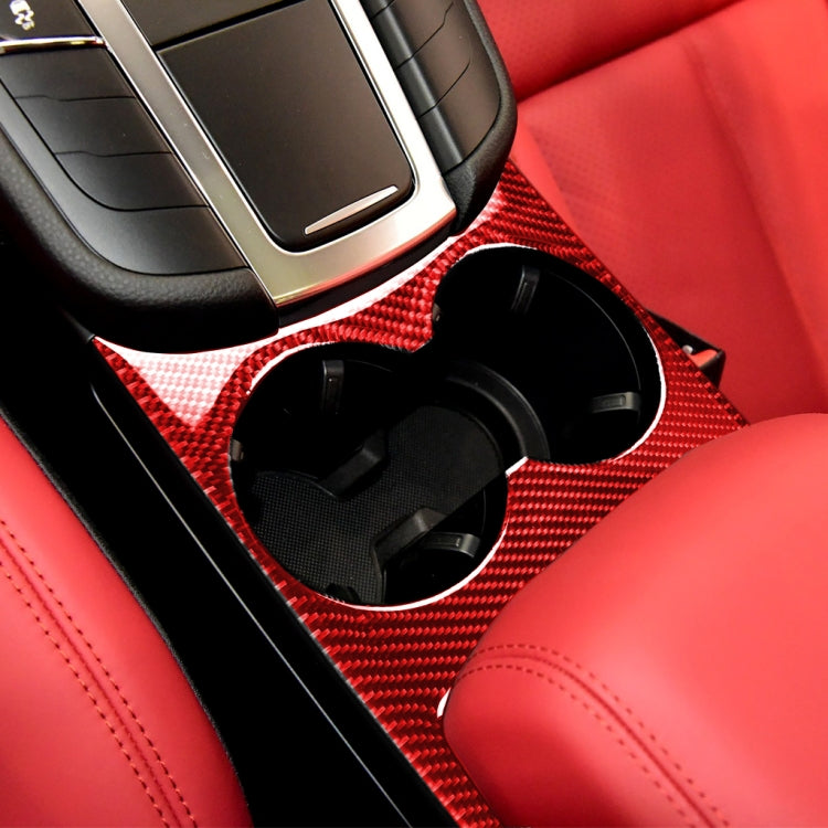 Car Carbon Fiber Water Cup Holder Panel Decorative Sticker for Porsche Macan 2014-2021, Left and Right Drive Universal (Red) by buy2fix