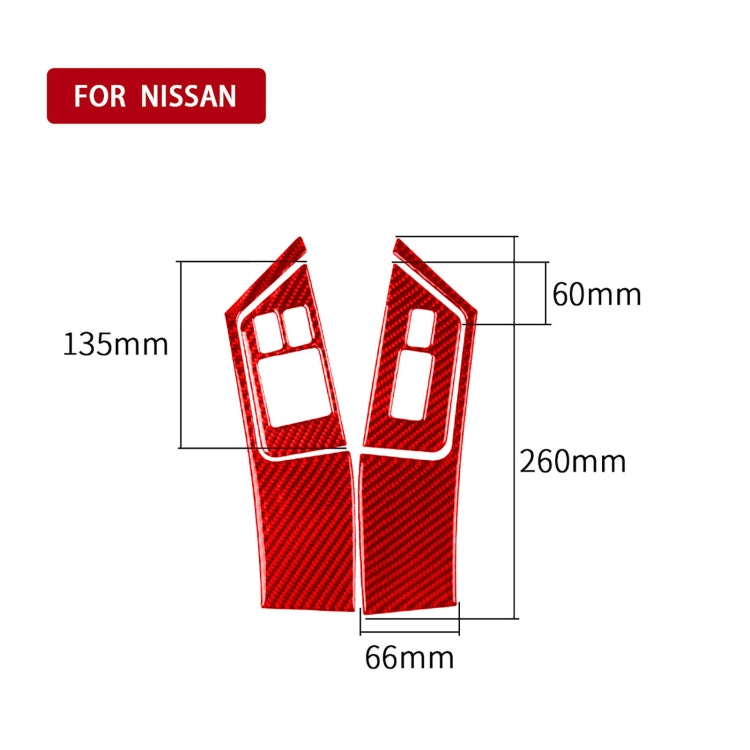 4 PCS / Set Carbon Fiber Car Window Lift Buttons Panel Sticker for Nissan GTR R35 2008-2016, Left Driving(Red) - Car Interior Mouldings by buy2fix | Online Shopping UK | buy2fix