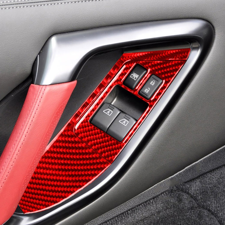 4 PCS / Set Carbon Fiber Car Window Lift Buttons Panel Sticker for Nissan GTR R35 2008-2016, Left Driving(Red) - Car Interior Mouldings by buy2fix | Online Shopping UK | buy2fix