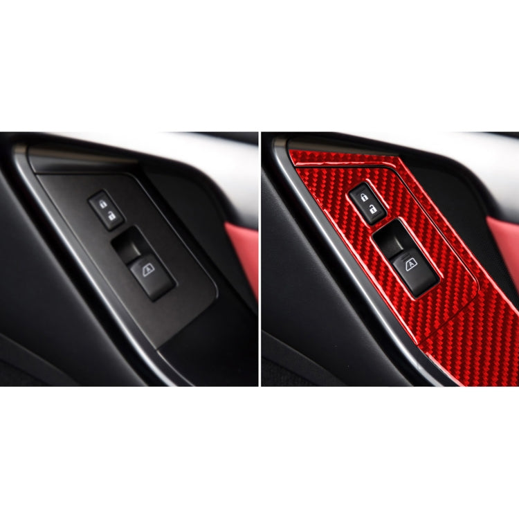 4 PCS / Set Carbon Fiber Car Window Lift Buttons Panel Sticker for Nissan GTR R35 2008-2016, Left Driving(Red) - Car Interior Mouldings by buy2fix | Online Shopping UK | buy2fix
