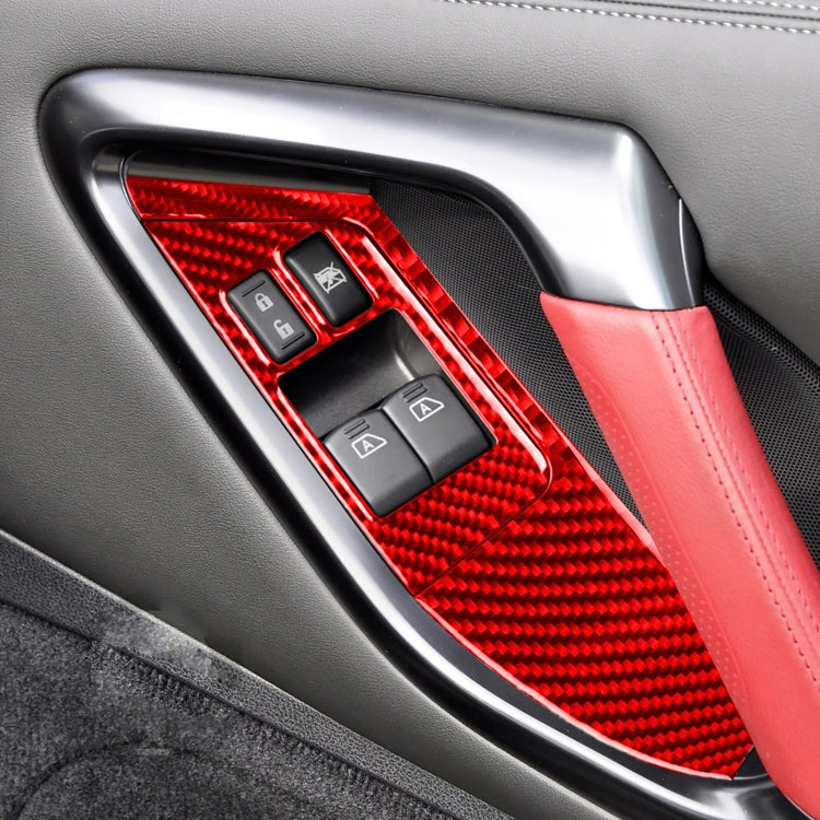 4 PCS / Set Carbon Fiber Car Window Lift Buttons Panel Sticker for Nissan GTR R35 2008-2016, Right Driving (Red) - Car Interior Mouldings by buy2fix | Online Shopping UK | buy2fix