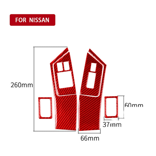 6 PCS / Set Carbon Fiber Car Window Lift Button Door Lock Decorative Sticker for Nissan GTR R35 2008-2016, Left Driving (Red) by buy2fix